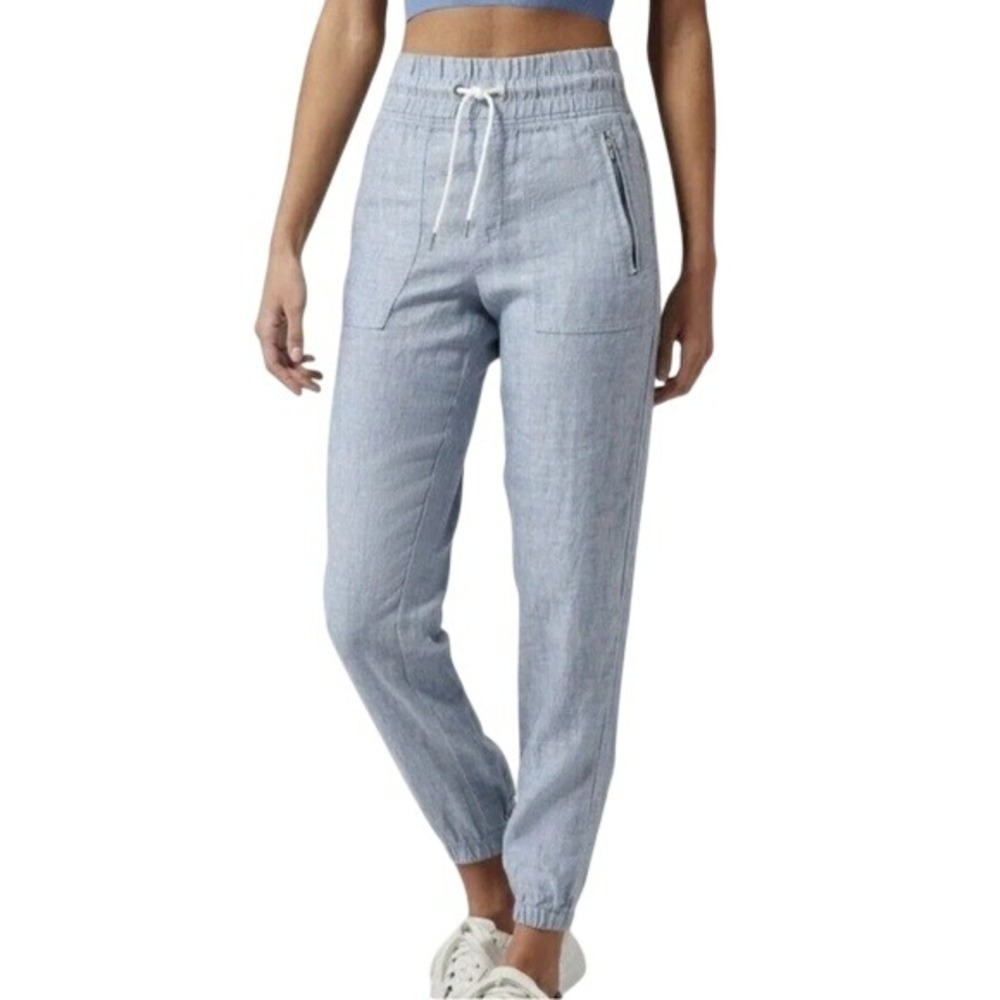 Athleta Cabo Linen Blue Casual Joggers Women's 4